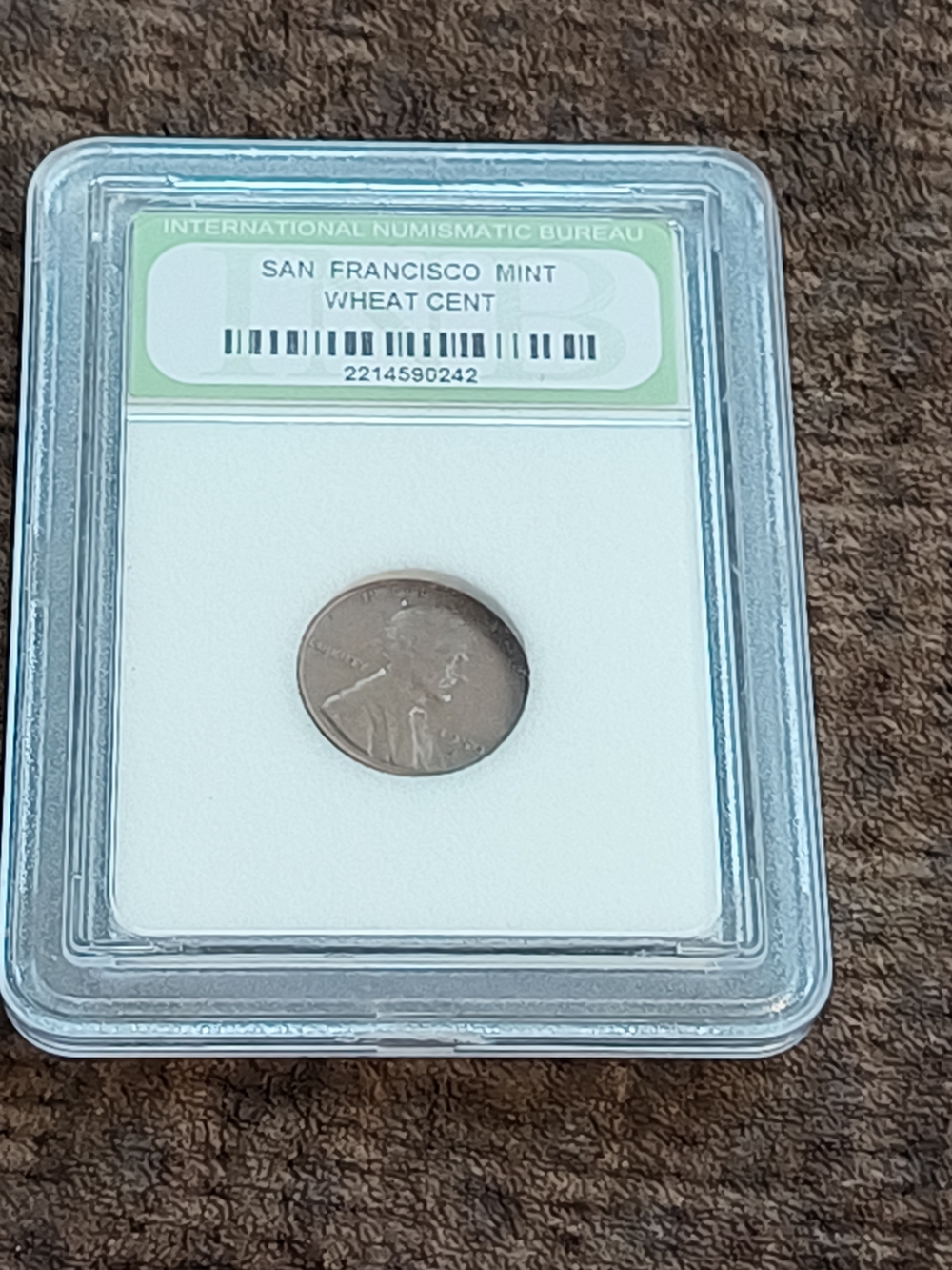 San Francisco Mint Wheat Cent in Protective Slab - Brown 1950 S